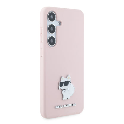 Etui til Samsung Galaxy S24+ S926, Karl Lagerfeld, Silicone Choupette Metal, Pink