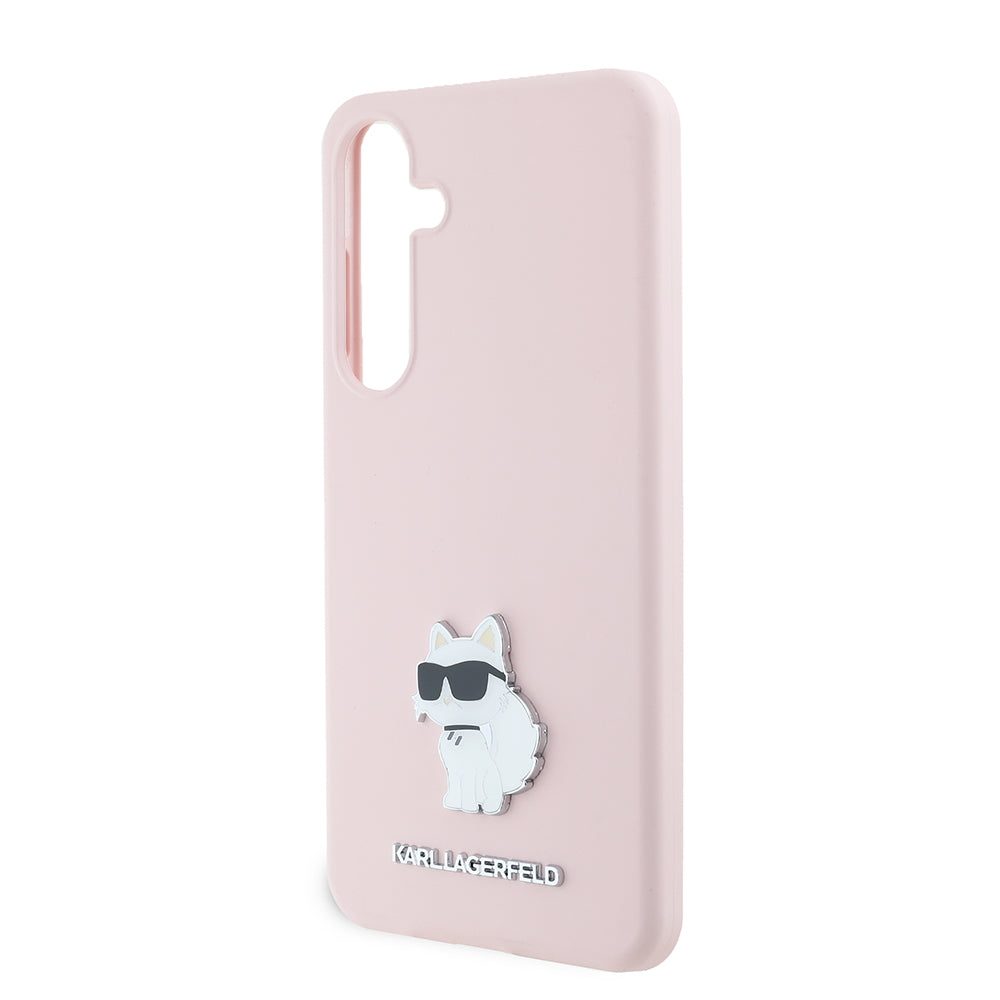 Etui til Samsung Galaxy S24+ S926, Karl Lagerfeld, Silicone Choupette Metal, Pink