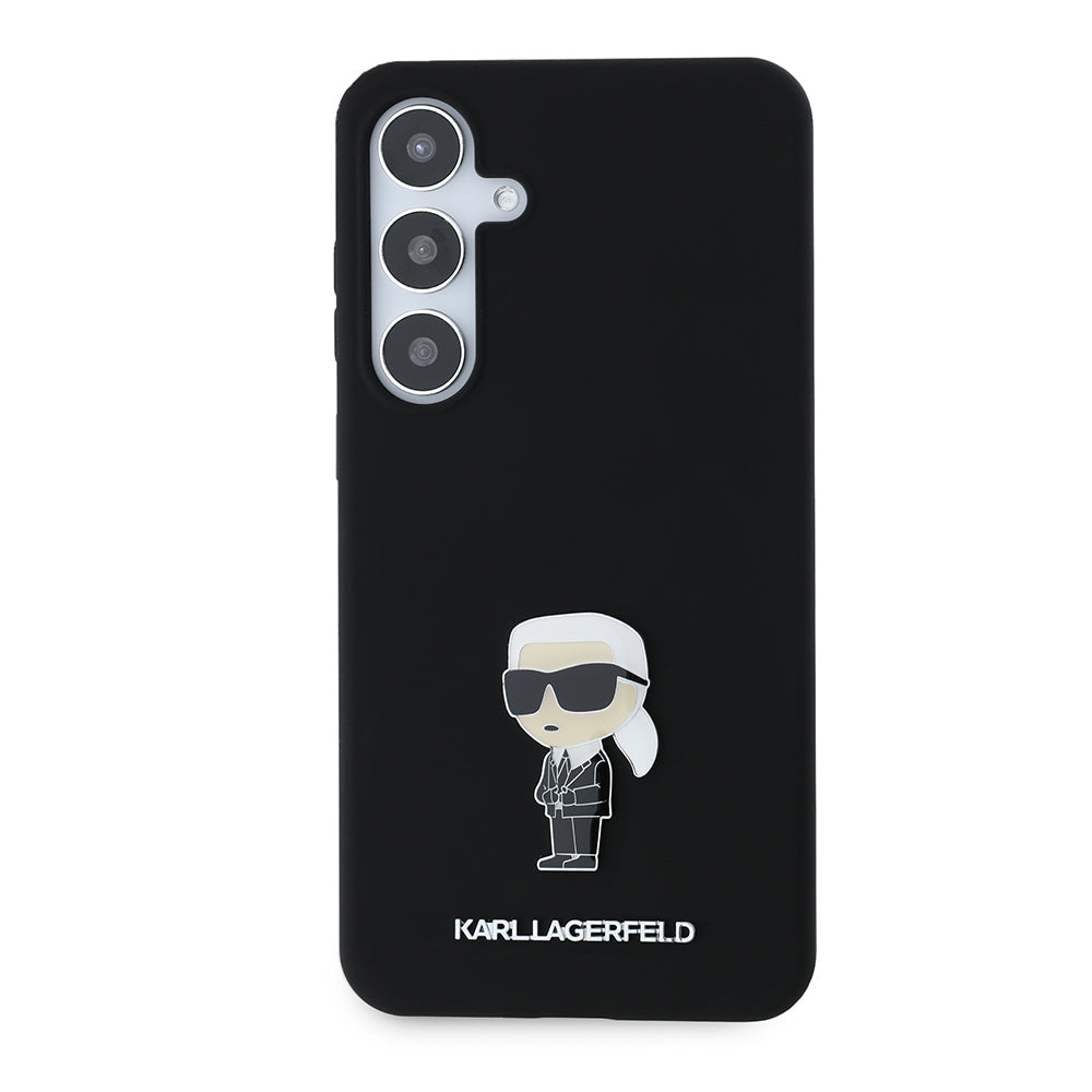 Etui til Samsung Galaxy S24+ S926, Karl Lagerfeld, Silicone Ikonik Karl Metal, Sort