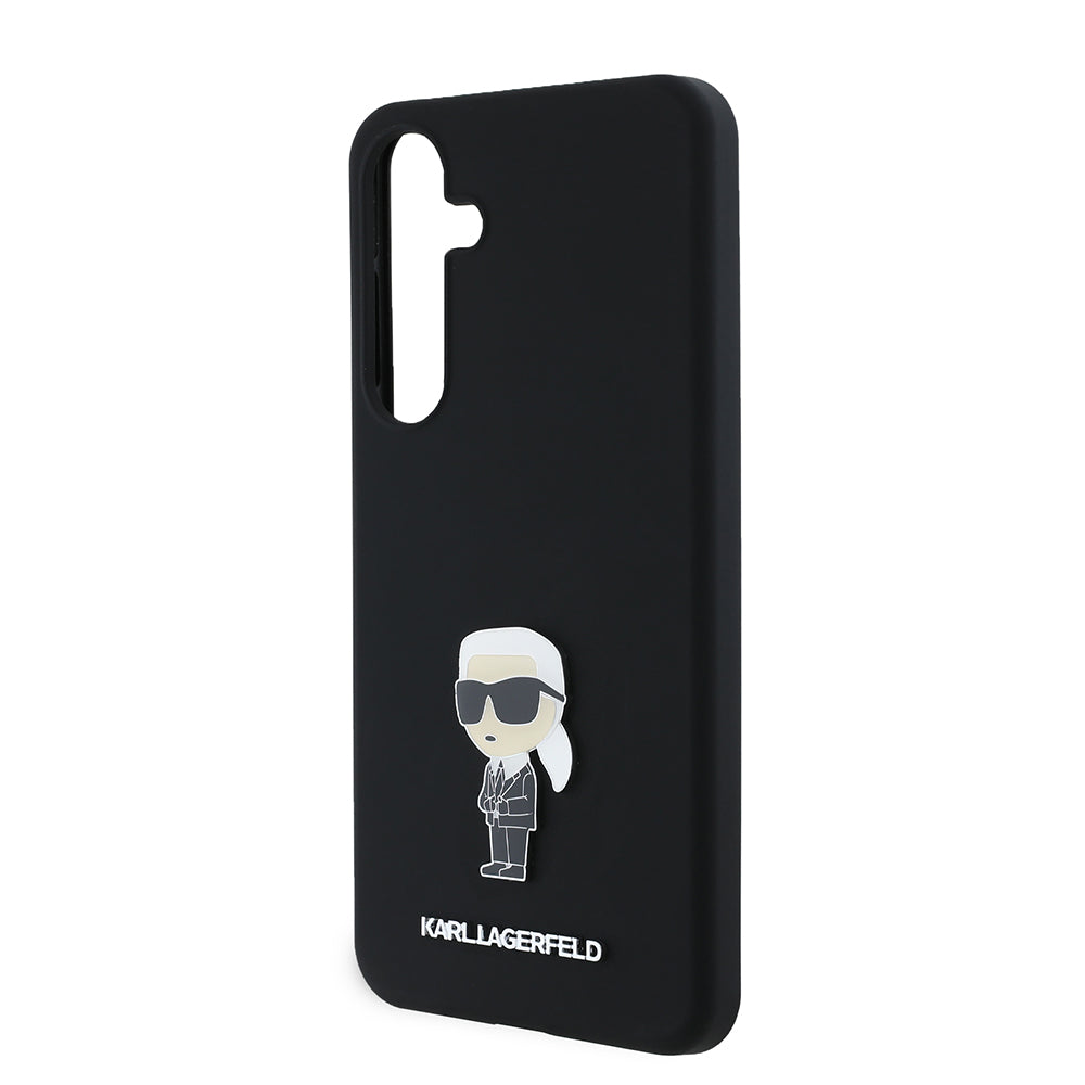 Etui til Samsung Galaxy S24+ S926, Karl Lagerfeld, Silicone Ikonik Karl Metal, Sort