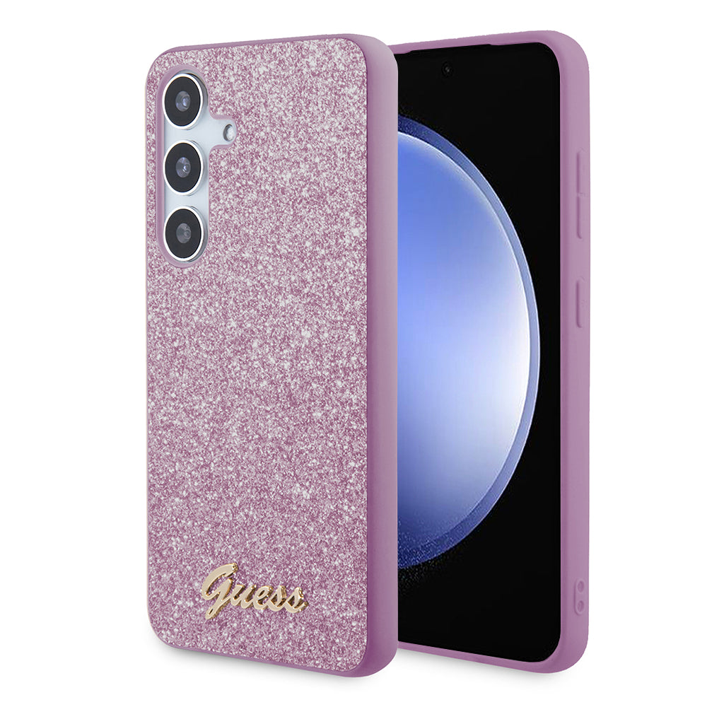 Etui til Samsung Galaxy S24 S921, Guess, Glitter Script, Lilla