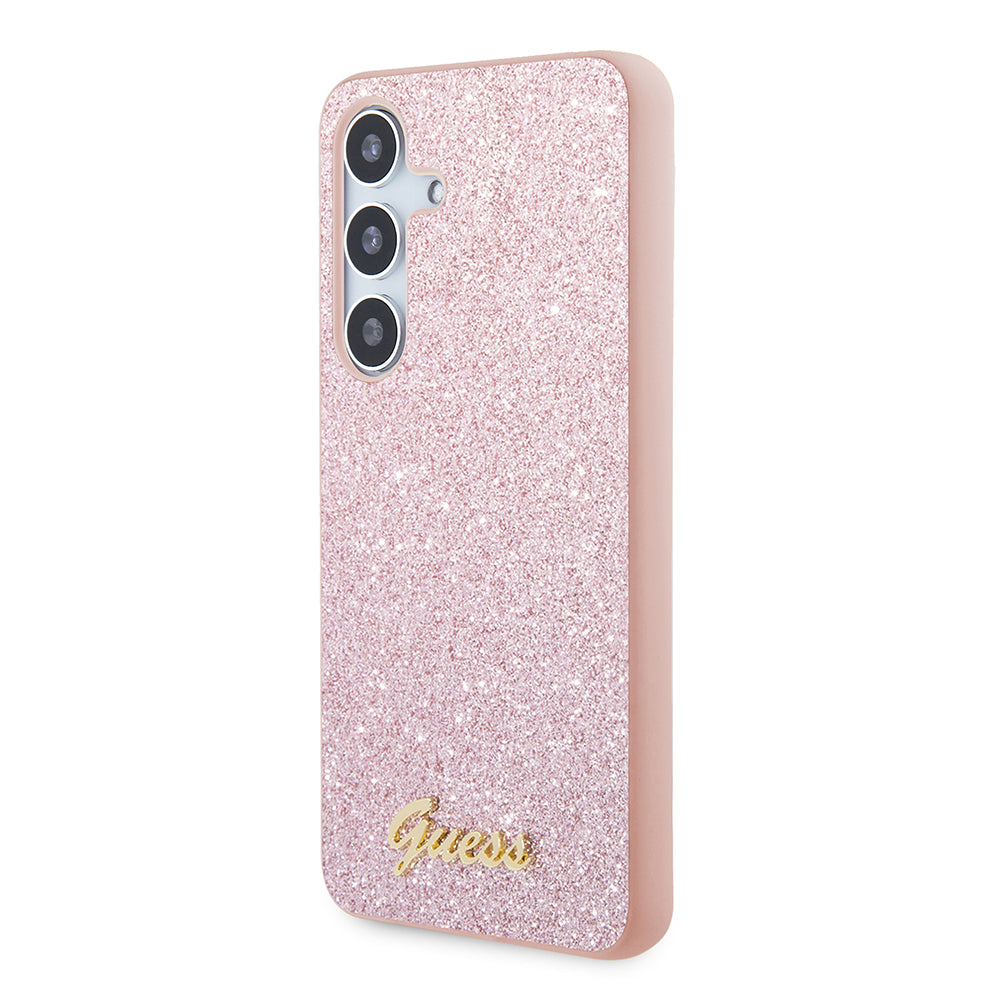 Etui til Samsung Galaxy S24 S921, Guess, Glitter Script, Pink