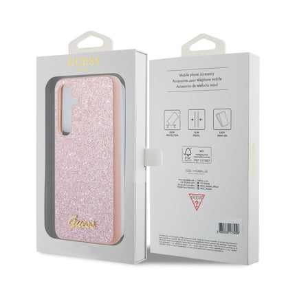 Etui til Samsung Galaxy S24 S921, Guess, Glitter Script, Pink