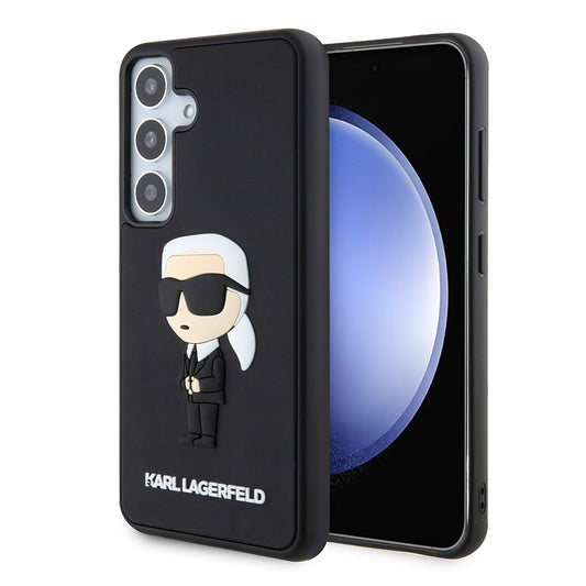 Cover til Samsung Galaxy S24 S921, Karl Lagerfeld, 3D Rubber Ikonik Karl, Sort