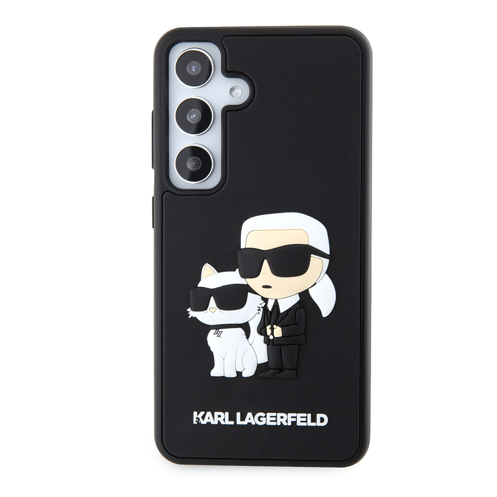 Etui til Samsung Galaxy S24 S921, Karl Lagerfeld, 3D Rubber Karl & Choupette, Sort