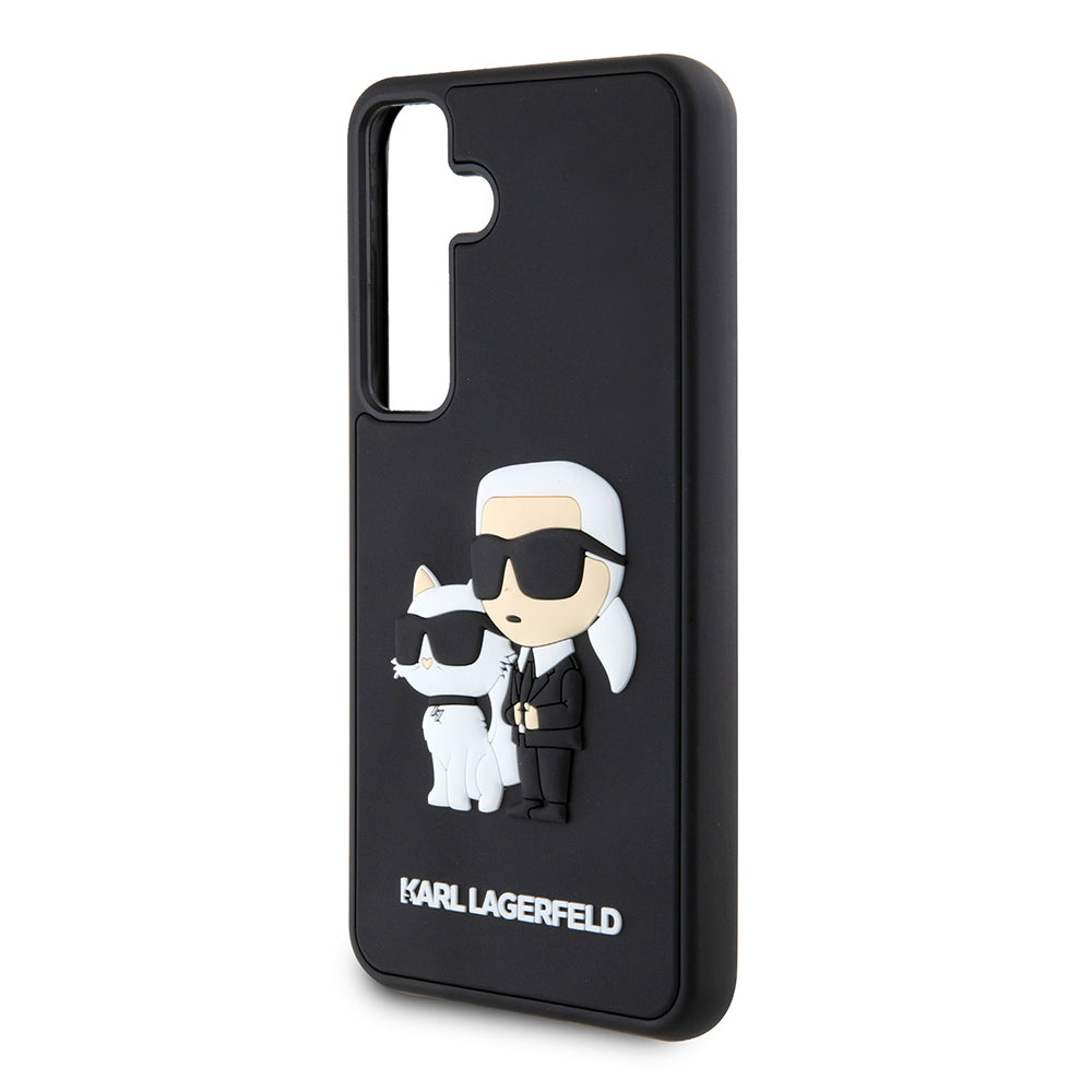 Etui til Samsung Galaxy S24 S921, Karl Lagerfeld, 3D Rubber Karl & Choupette, Sort