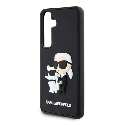 Etui til Samsung Galaxy S24 S921, Karl Lagerfeld, 3D Rubber Karl & Choupette, Sort