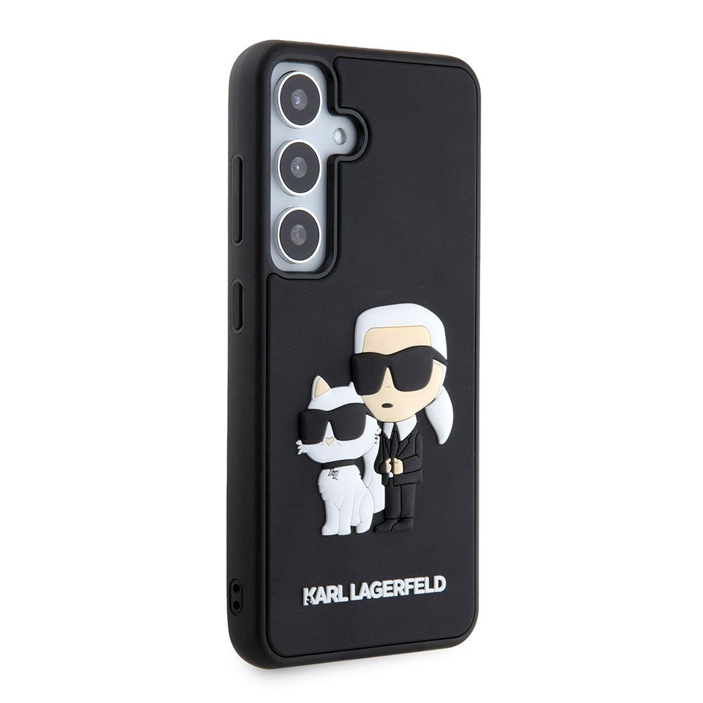 Etui til Samsung Galaxy S24 S921, Karl Lagerfeld, 3D Rubber Karl & Choupette, Sort