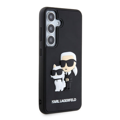 Etui til Samsung Galaxy S24 S921, Karl Lagerfeld, 3D Rubber Karl & Choupette, Sort