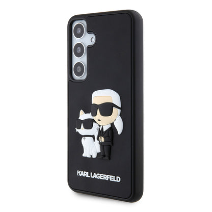 Etui til Samsung Galaxy S24 S921, Karl Lagerfeld, 3D Rubber Karl & Choupette, Sort