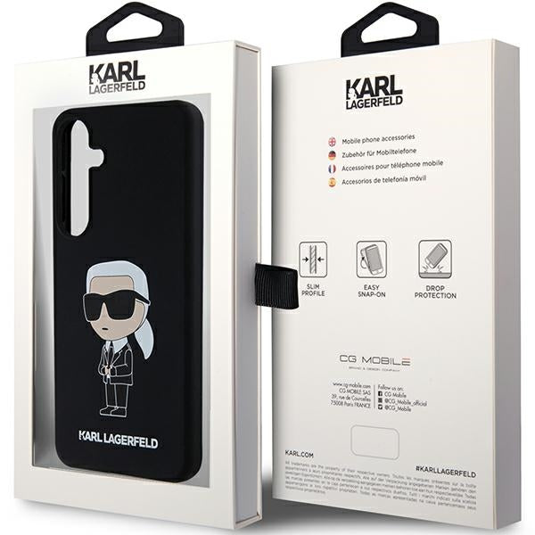 Etui til Samsung Galaxy S24 S921, Karl Lagerfeld, Silicone Ikonik NFT, Sort