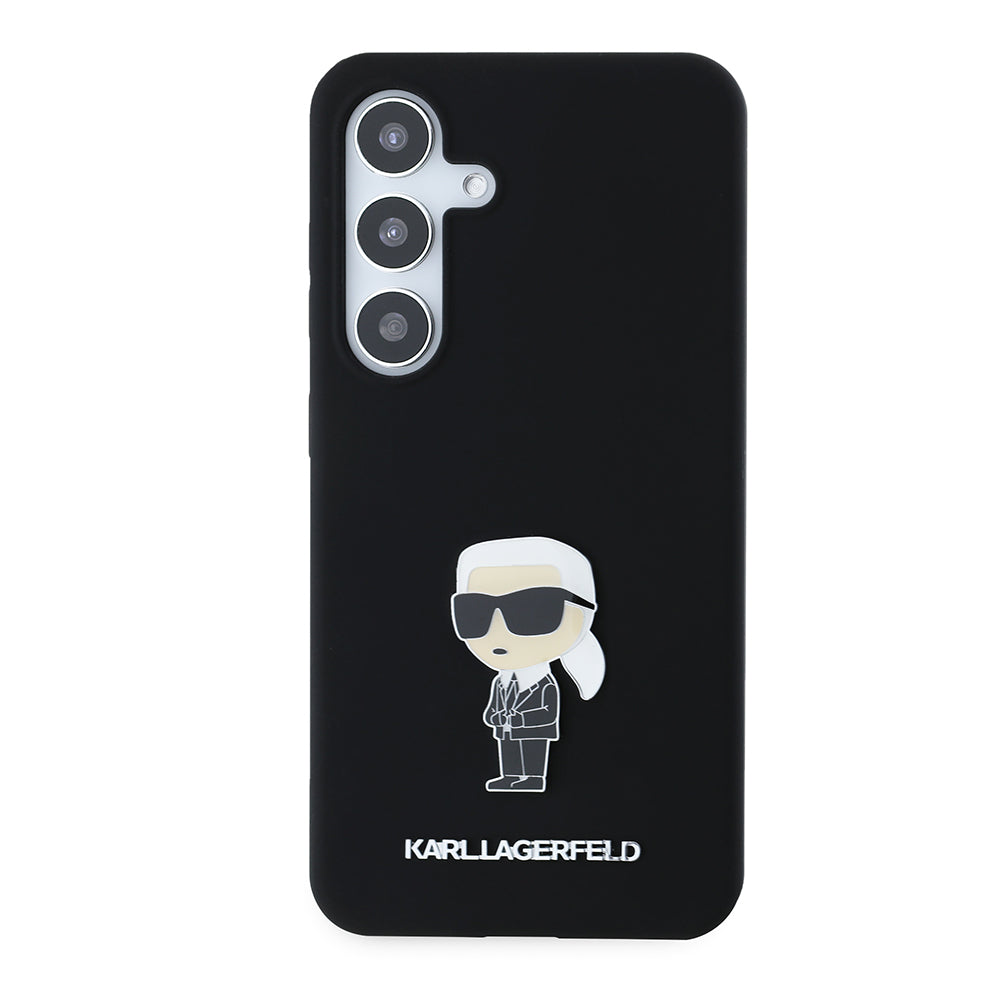 Etui til Samsung Galaxy S24 S921, Karl Lagerfeld, Silicone Ikonik Karl Metal, Sort