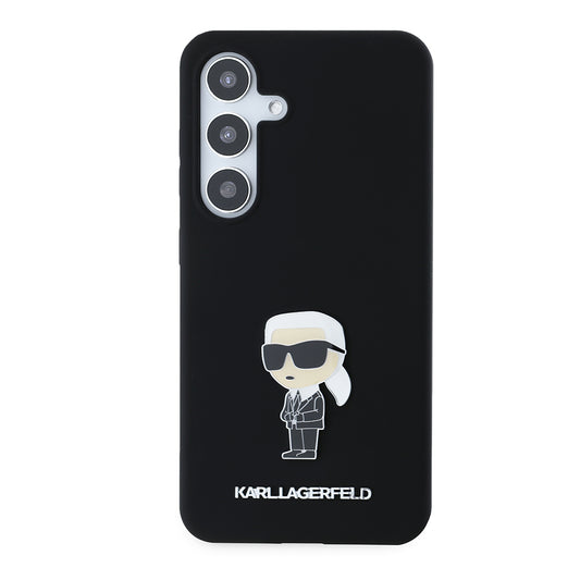 Etui til Samsung Galaxy S24 S921, Karl Lagerfeld, Silicone Ikonik Karl Metal, Sort