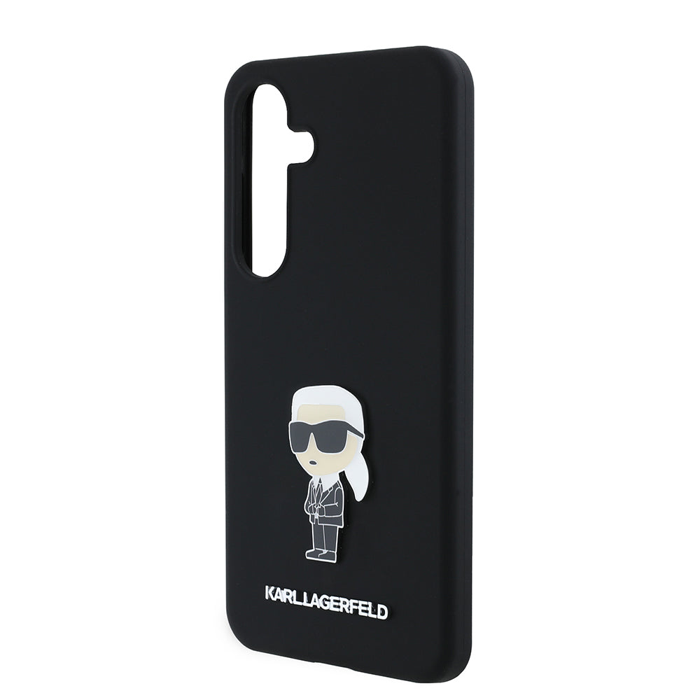Etui til Samsung Galaxy S24 S921, Karl Lagerfeld, Silicone Ikonik Karl Metal, Sort