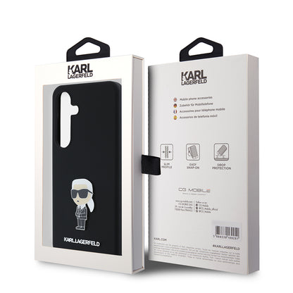 Etui til Samsung Galaxy S24 S921, Karl Lagerfeld, Silicone Ikonik Karl Metal, Sort