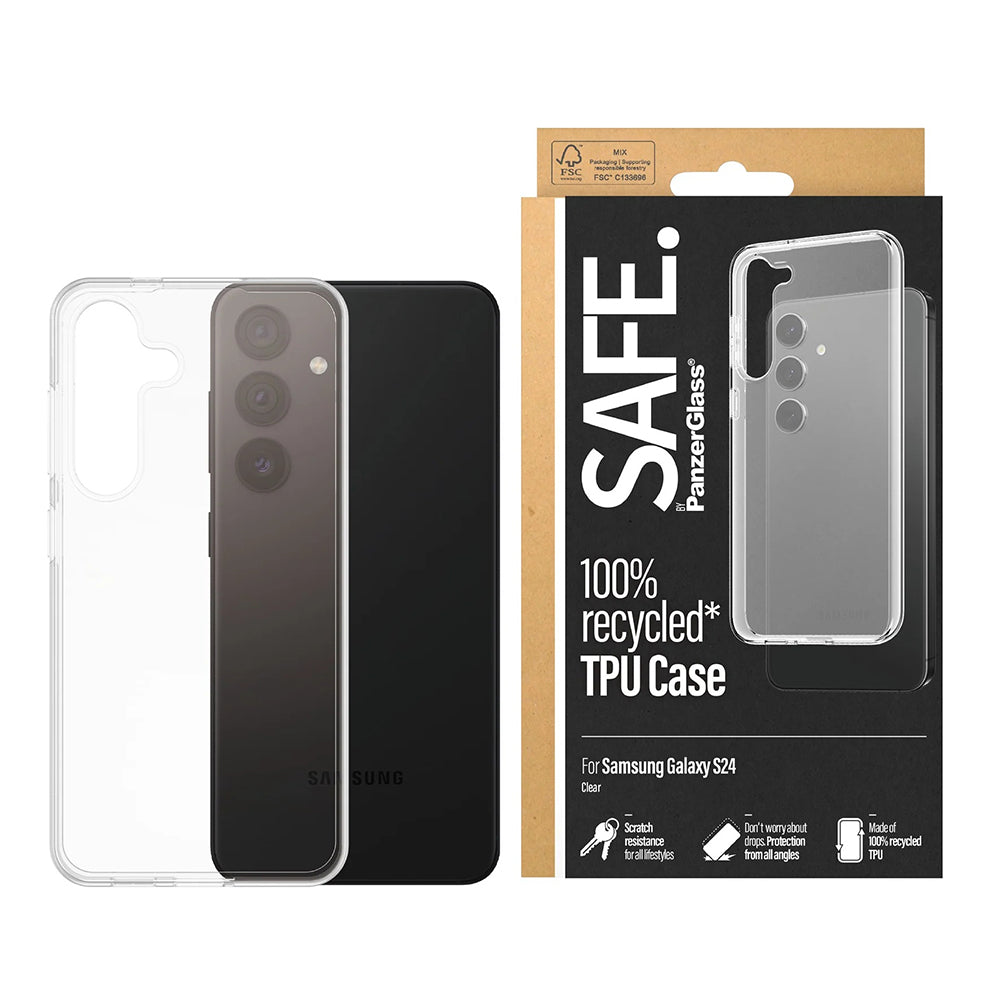 Etui til Samsung Galaxy S24 S921, PanzerGlass, Safe., Gennemsigtig