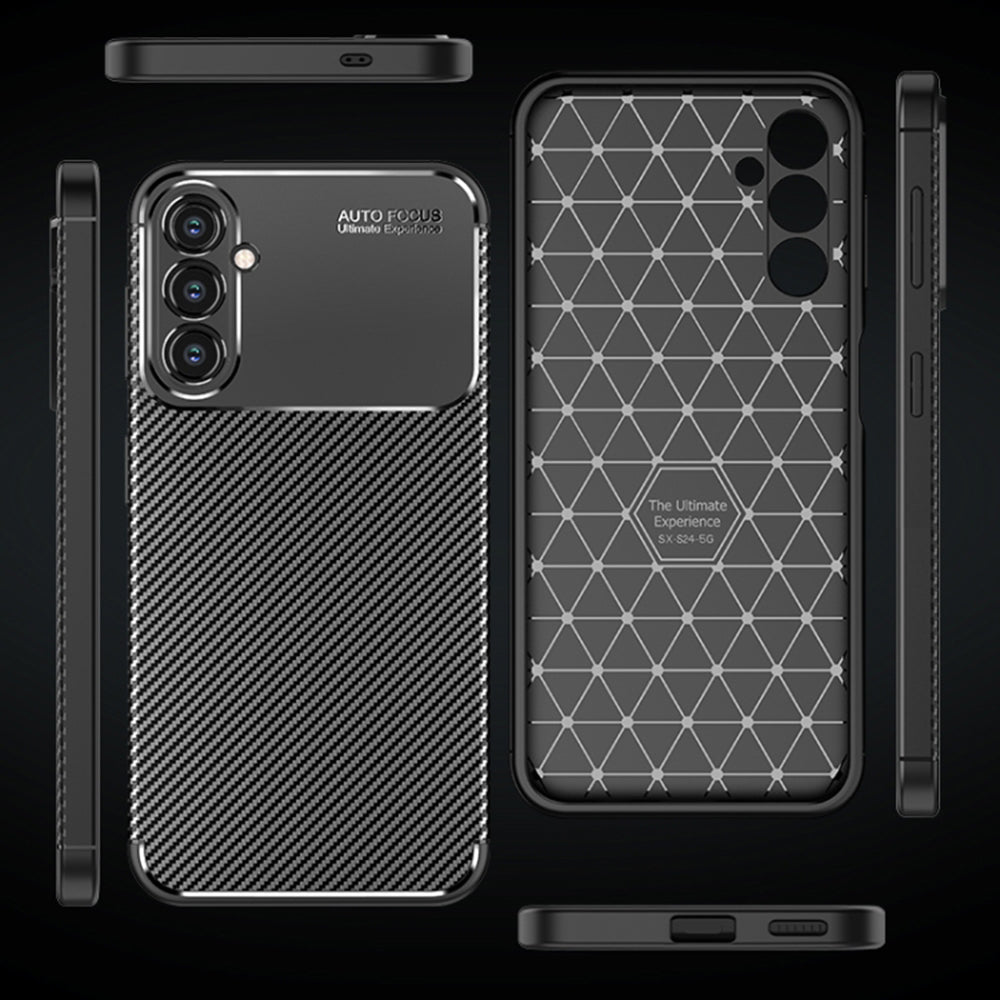 Cover til Samsung Galaxy S24 S921, Techsuit, CarbonFiber, Sort
