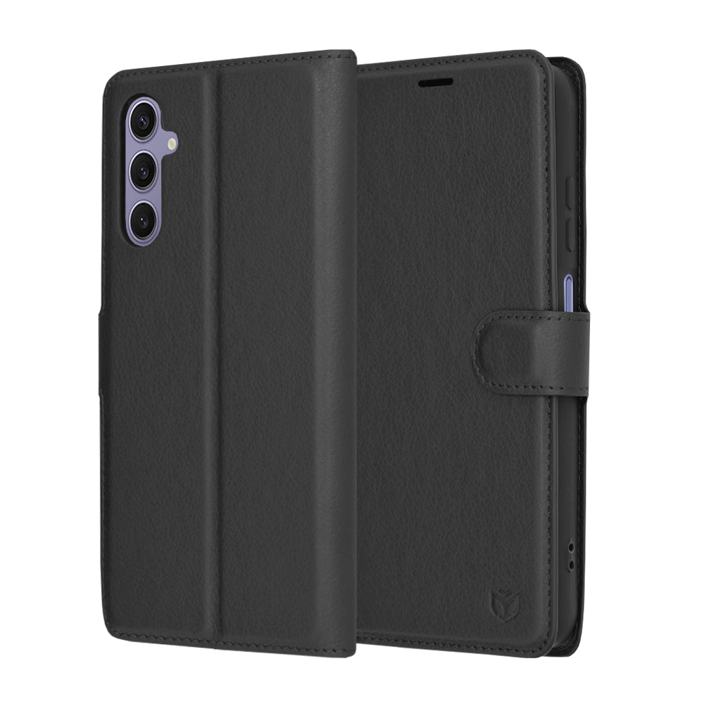 Cover til Samsung Galaxy S24 S921, Techsuit, Leather Folio, Sort