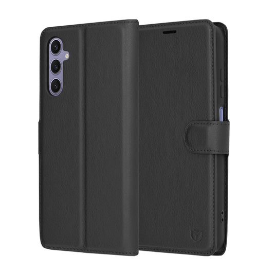 Cover til Samsung Galaxy S24 S921, Techsuit, Leather Folio, Sort