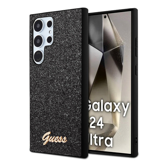 Etui til Samsung Galaxy S24 Ultra S928, Guess, Glitter Script, Sort