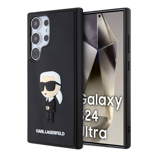 Etui til Samsung Galaxy S24 Ultra S928, Karl Lagerfeld, 3D Rubber Ikonik Karl, Sort