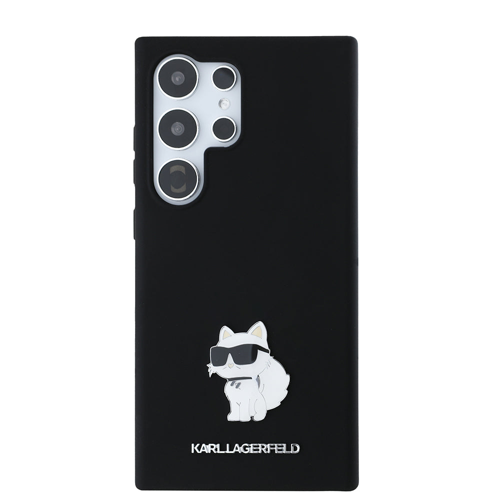 Etui til Samsung Galaxy S24 Ultra S928, Karl Lagerfeld, Silicone Choupette Metal, Sort
