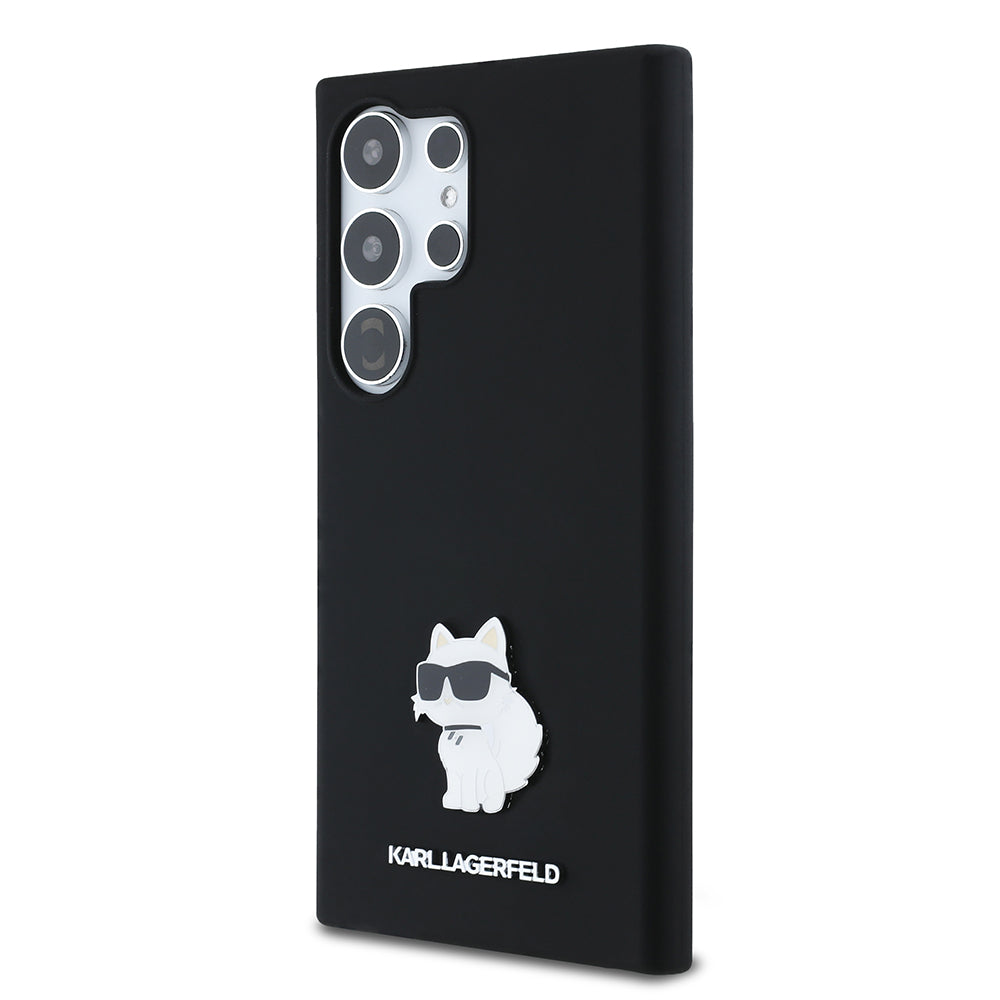 Etui til Samsung Galaxy S24 Ultra S928, Karl Lagerfeld, Silicone Choupette Metal, Sort