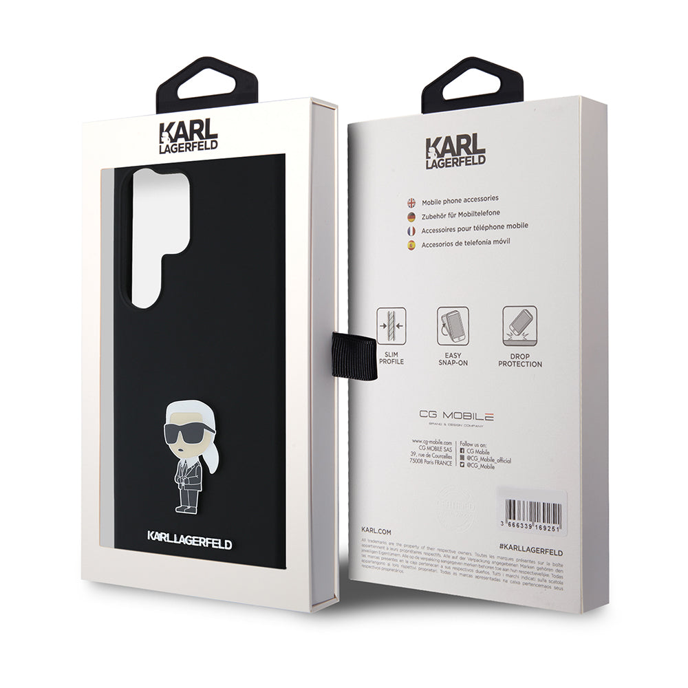 Cover til Samsung Galaxy S24 Ultra S928, Karl Lagerfeld, Silicone Ikonik Karl, Sort