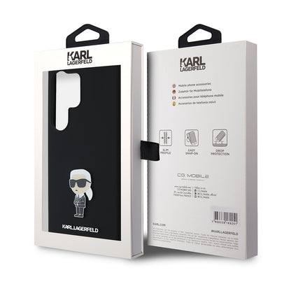Cover til Samsung Galaxy S24 Ultra S928, Karl Lagerfeld, Silicone Ikonik Karl, Sort
