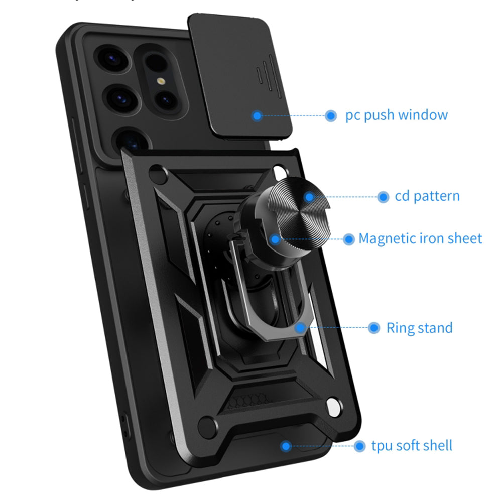 Cover til Samsung Galaxy S24 Ultra S928, Techsuit, CamShield, Sort