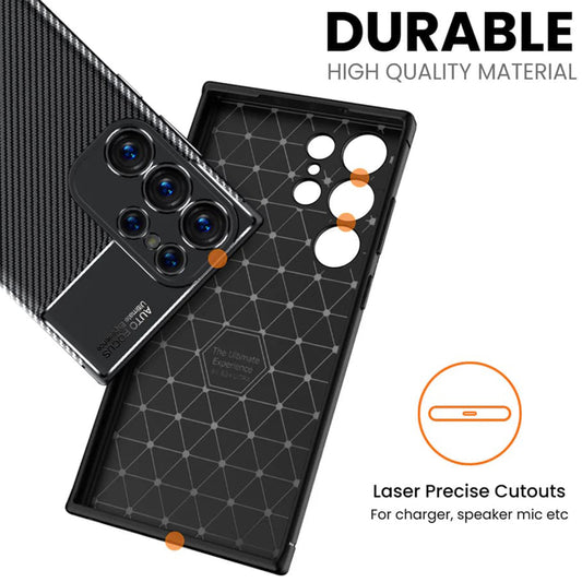 Cover til Samsung Galaxy S24 Ultra S928, Techsuit, CarbonFiber, Sort
