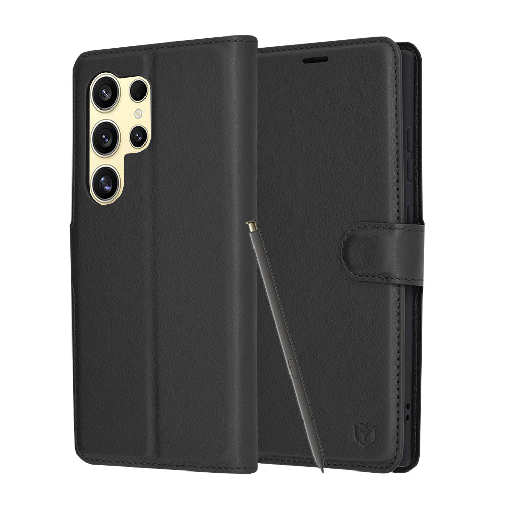 Cover til Samsung Galaxy S24 Ultra S928, Techsuit, Leather Folio, Sort