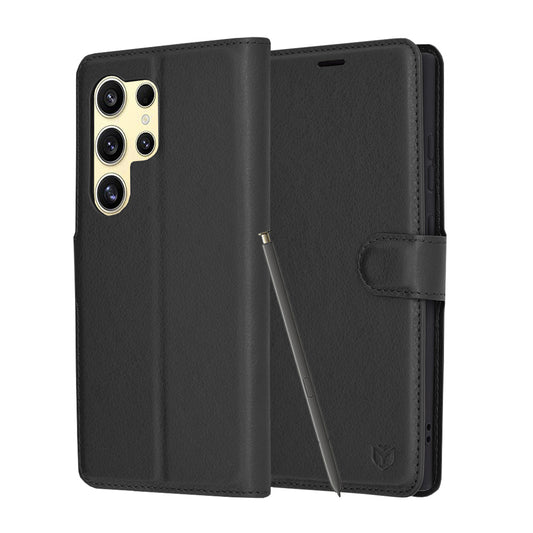 Cover til Samsung Galaxy S24 Ultra S928, Techsuit, Leather Folio, Sort