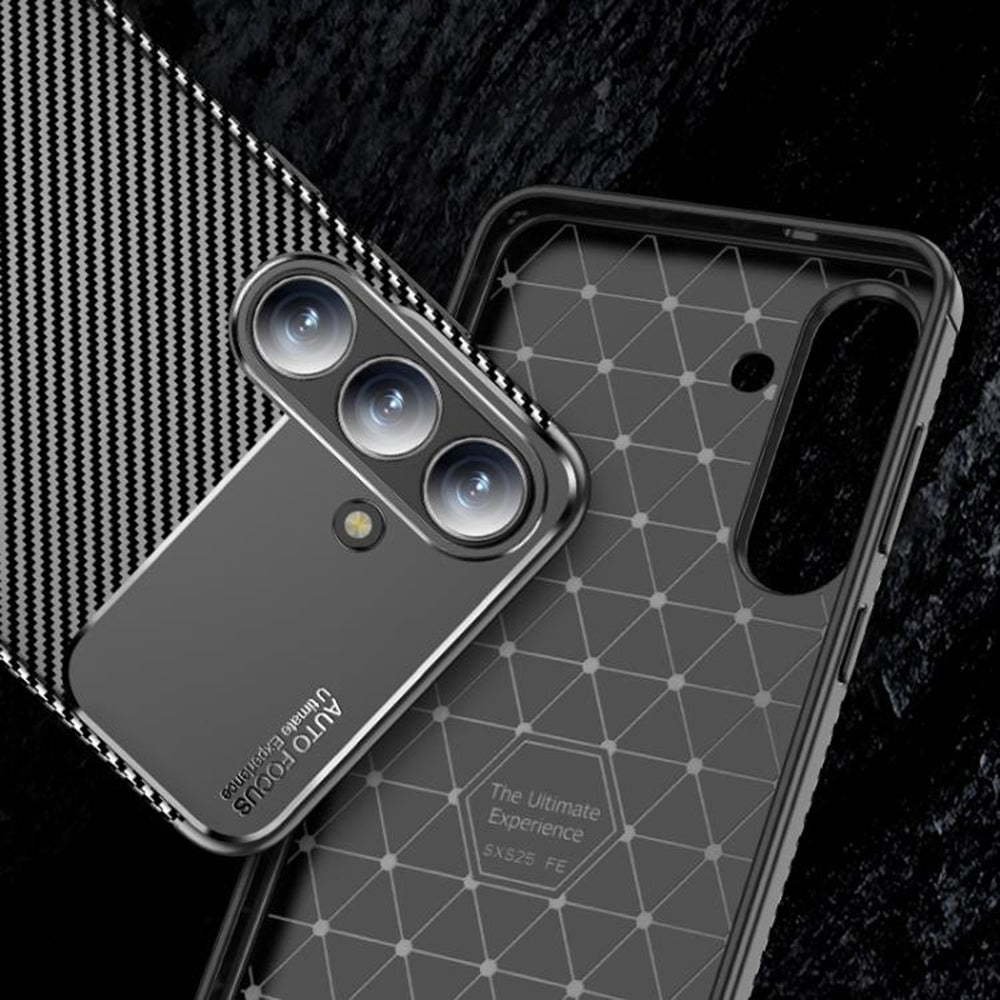 Cover til Samsung Galaxy S25 FE, Techsuit, CarbonFiber, Sort
