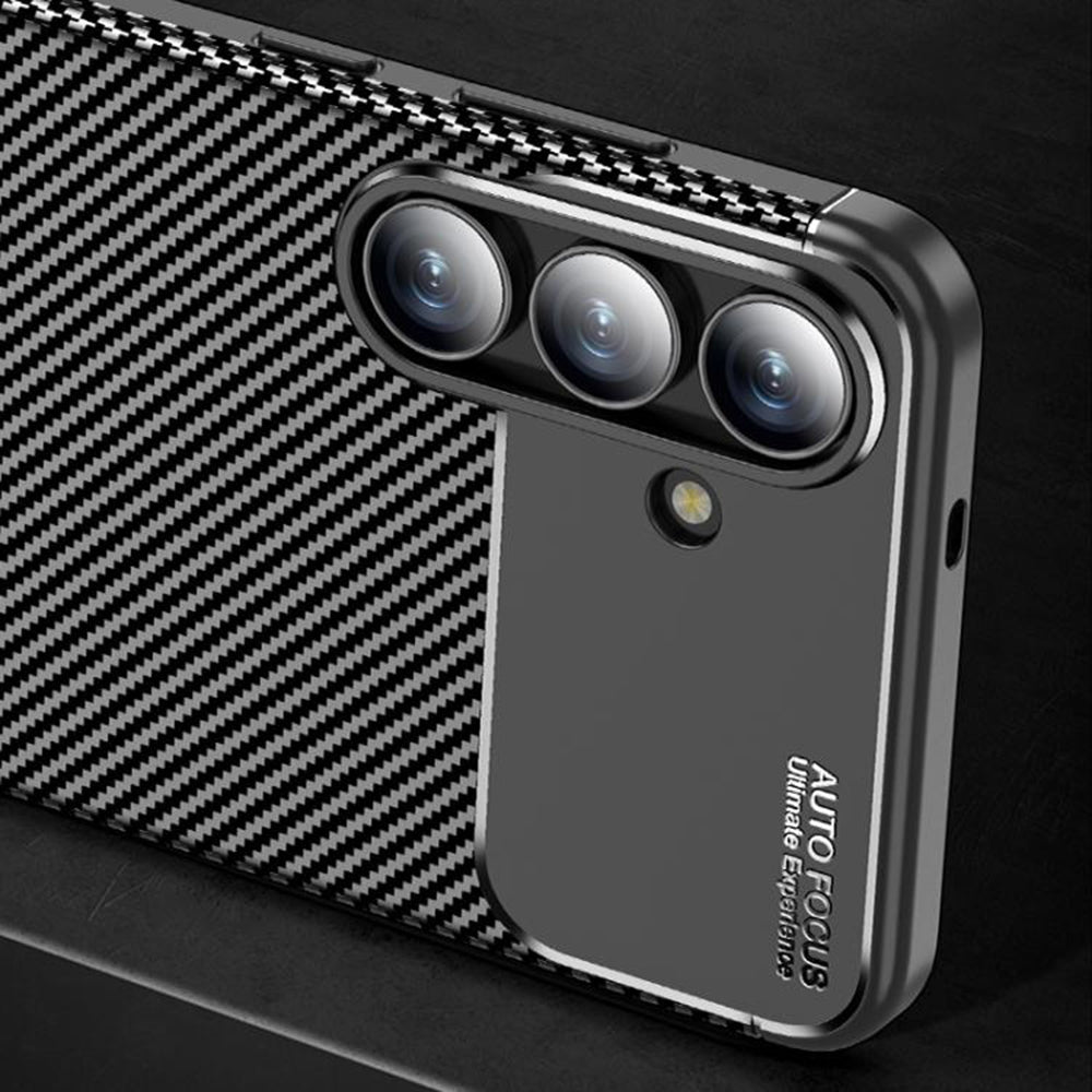 Cover til Samsung Galaxy S25 FE, Techsuit, CarbonFiber, Sort