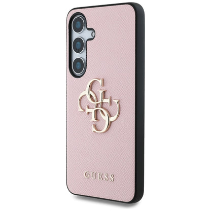 Etui til Samsung Galaxy S25+ S936, Guess, 4G Grained Big and Classic Logo, Pink