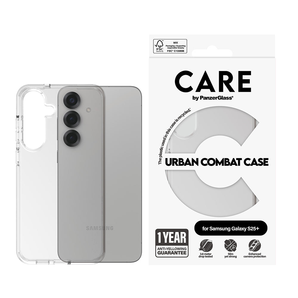 Etui til Samsung Galaxy S25+ S936, PanzerGlass, Care Urban Combat, Gennemsigtig