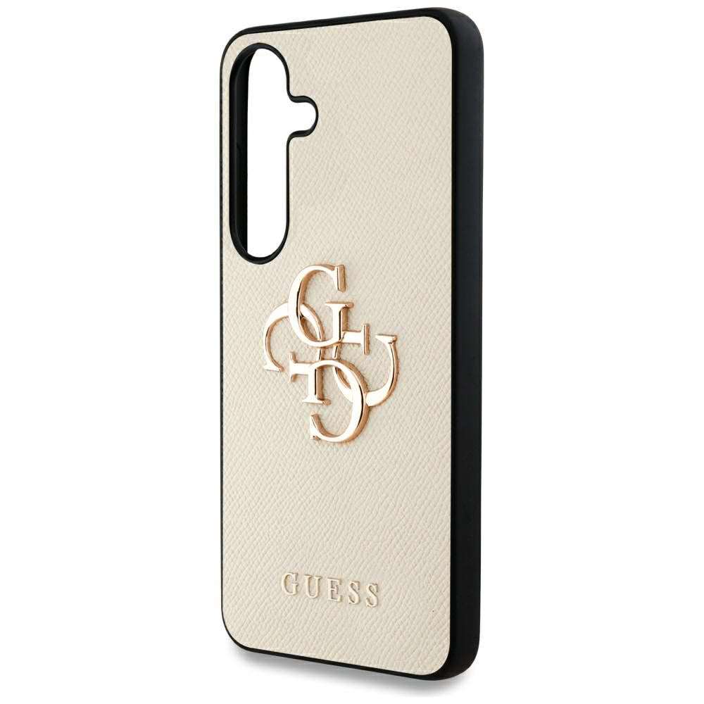 Etui til Samsung Galaxy S25 S931, Guess, 4G Grained Big and Classic Logo, Beige