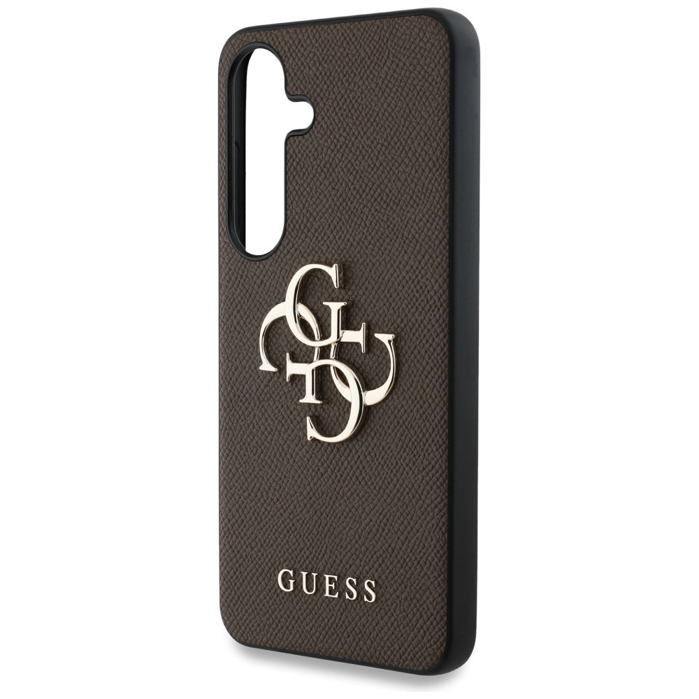 Etui til Samsung Galaxy S25 S931, Guess, 4G Grained Big and Classic Logo, Brun