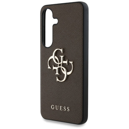 Etui til Samsung Galaxy S25 S931, Guess, 4G Grained Big and Classic Logo, Brun