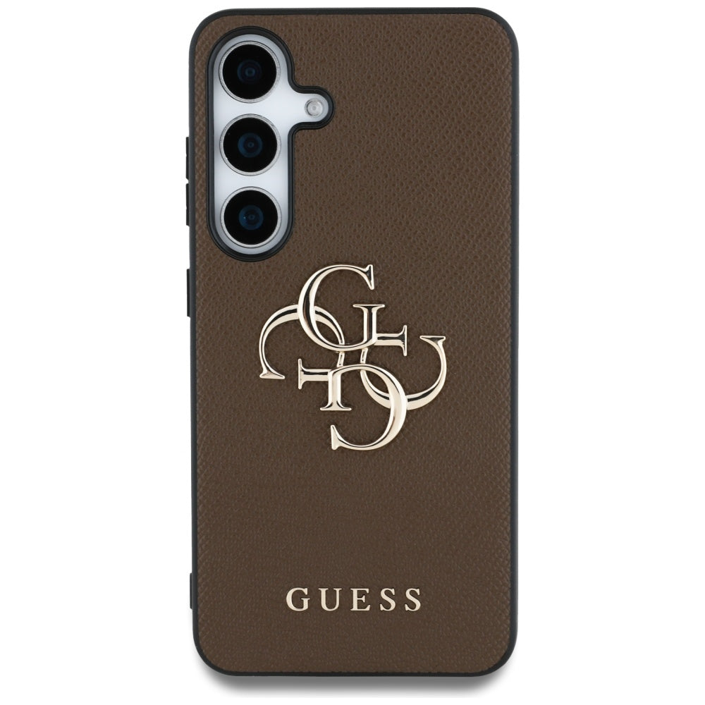 Etui til Samsung Galaxy S25 S931, Guess, 4G Grained Big and Classic Logo, Brun