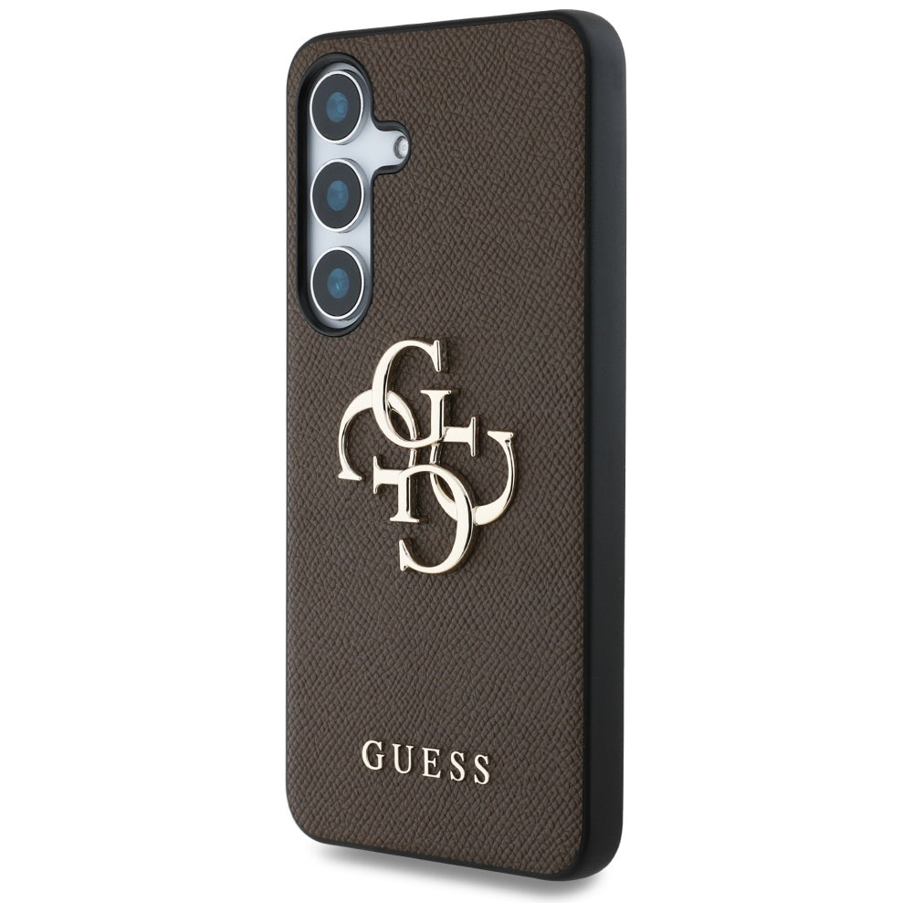 Etui til Samsung Galaxy S25 S931, Guess, 4G Grained Big and Classic Logo, Brun