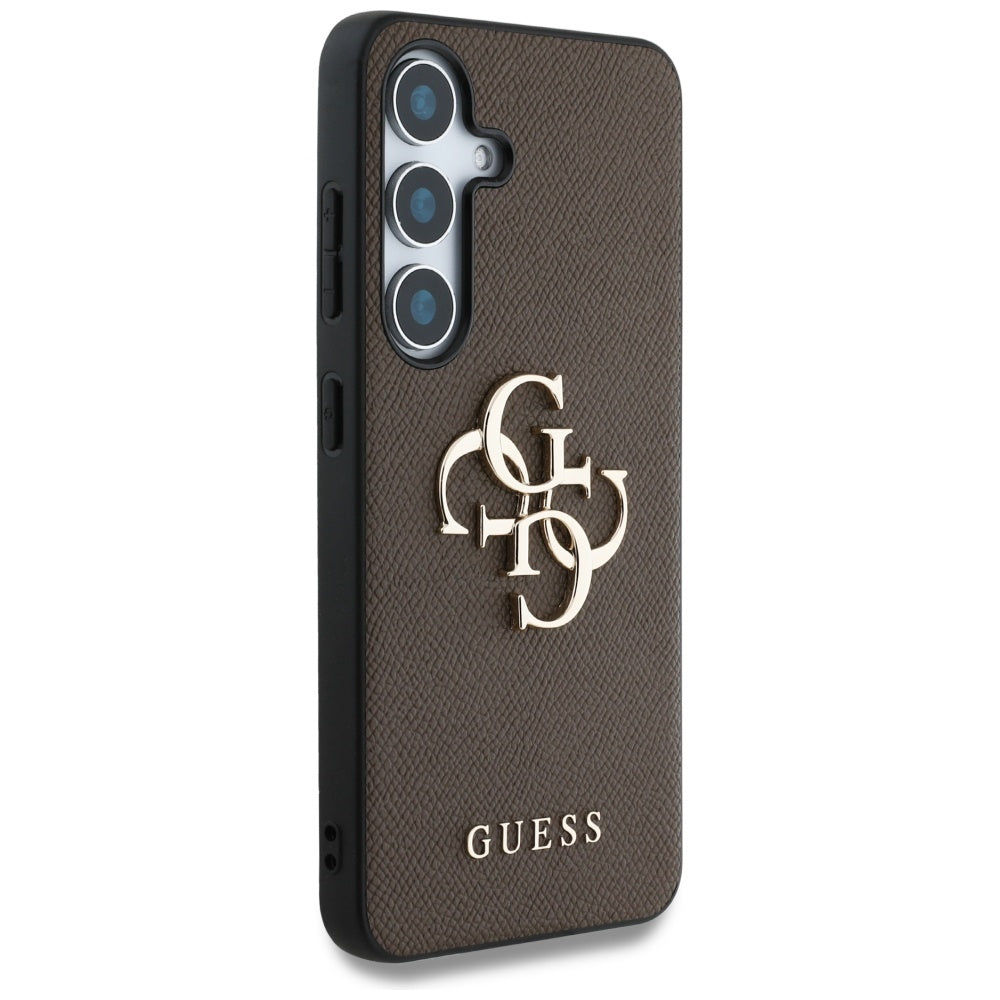 Etui til Samsung Galaxy S25 S931, Guess, 4G Grained Big and Classic Logo, Brun