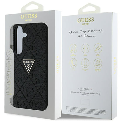 Etui til Samsung Galaxy S25 S931, Guess, Grained Hot Stamp 4G Triangle, Sort