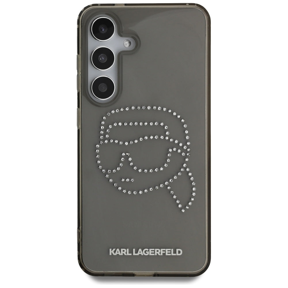 Etui til Samsung Galaxy S25 S931, Karl Lagerfeld, IML Rhinestones Karl's Head, Sort