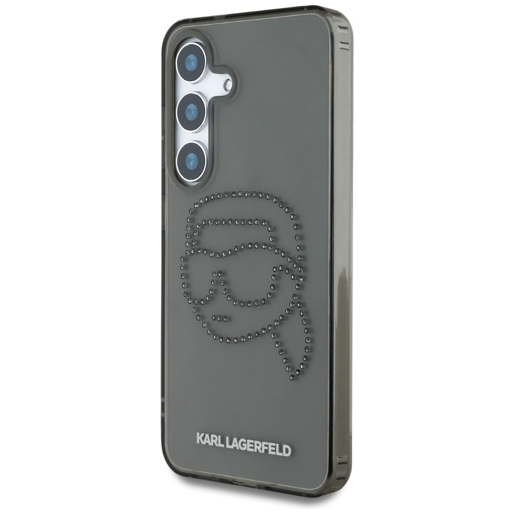 Etui til Samsung Galaxy S25 S931, Karl Lagerfeld, IML Rhinestones Karl's Head, Sort