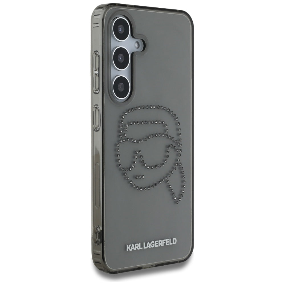 Etui til Samsung Galaxy S25 S931, Karl Lagerfeld, IML Rhinestones Karl's Head, Sort