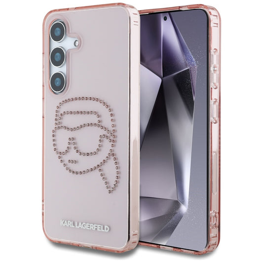 Etui til Samsung Galaxy S25 S931, Karl Lagerfeld, IML Rhinestones Karl's Head, Pink