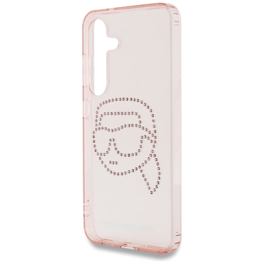 Etui til Samsung Galaxy S25 S931, Karl Lagerfeld, IML Rhinestones Karl's Head, Pink
