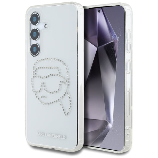 Etui til Samsung Galaxy S25 S931, Karl Lagerfeld, IML Rhinestones Karl's Head, Gennemsigtig
